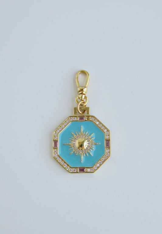 Turquoise Ray of Light Sun Pendant - Swivel Clasp