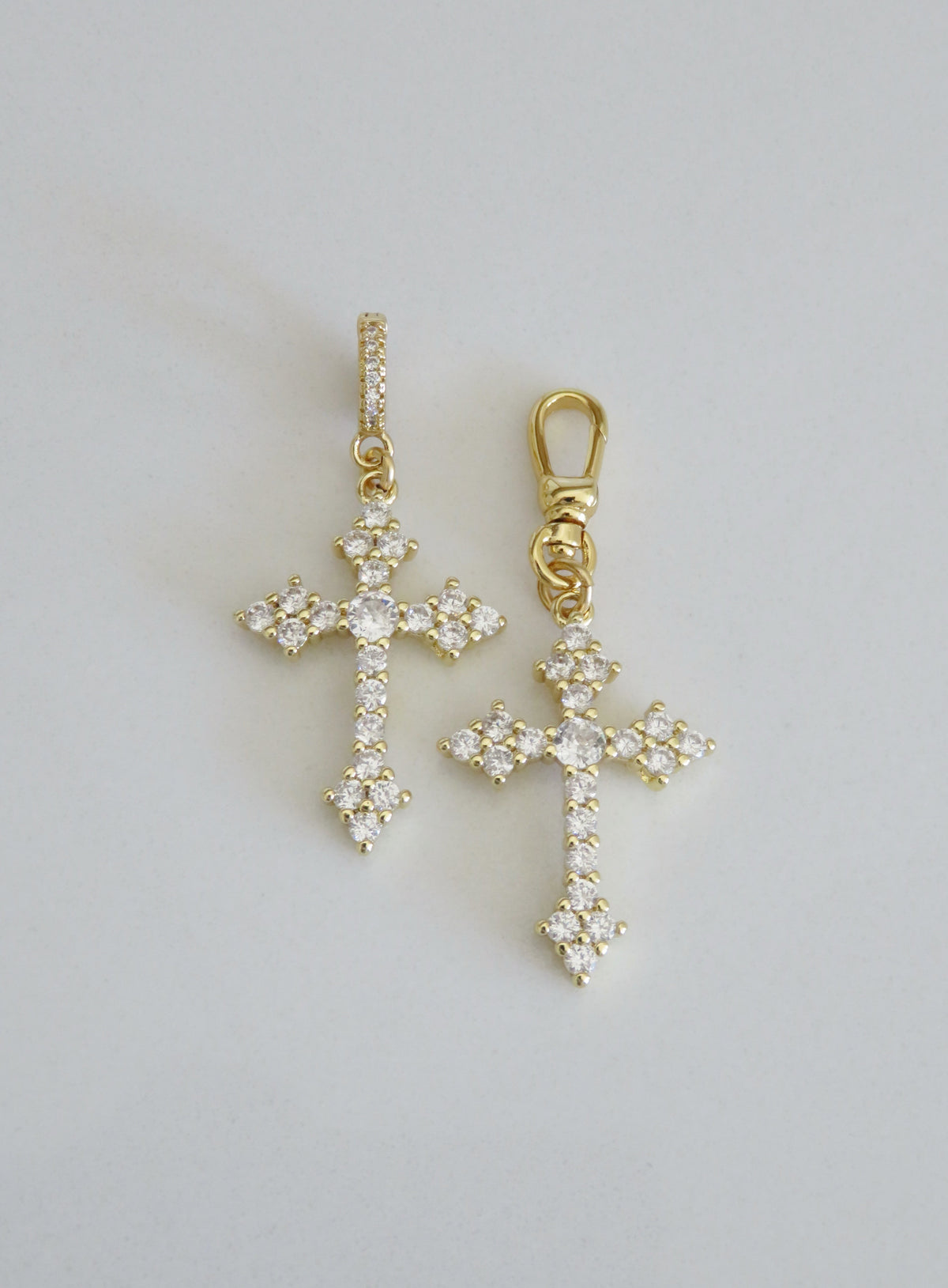 Diamond Holy Cross Charm on Hinged Clasp