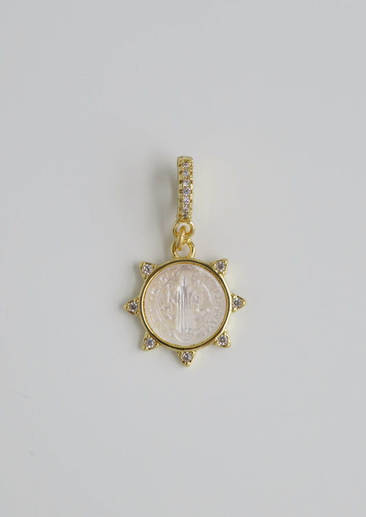 Pearl Shell Christ Jesus Charm on Diamond Hinged Clasp