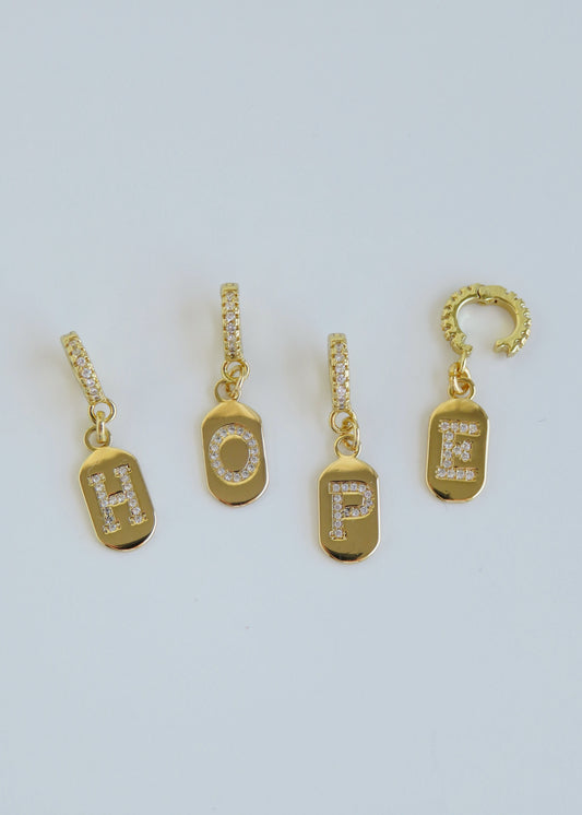 Diamond Initial Tag Charm with Diamond Clasp