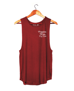 Puppies Wine & I'm Fine 2.0 Women's Sleeveless Tank | Gift for Dog Moms | Handmade in Los Angeles