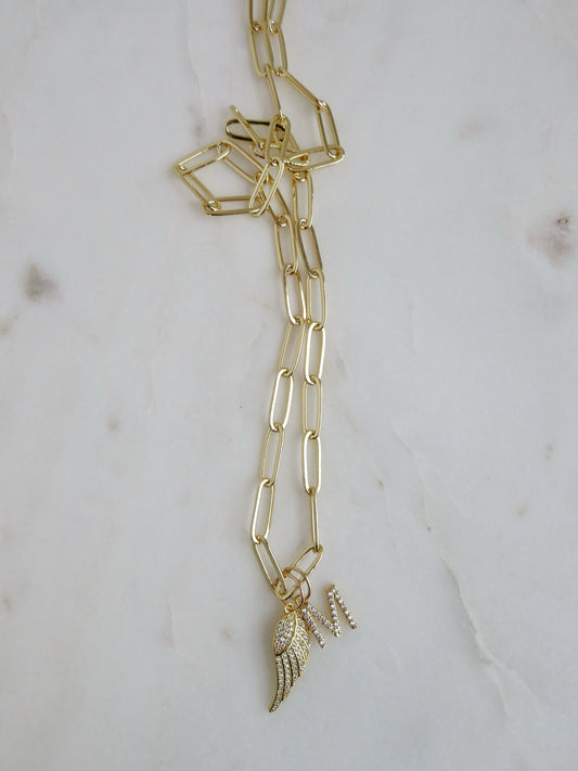 Divine Guidance Angel Wing Initial Necklace