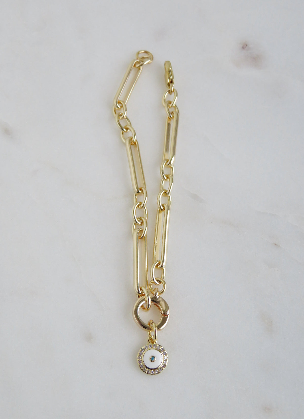 Figaro Charm Holder Bracelet - Push In Clasp - add charms