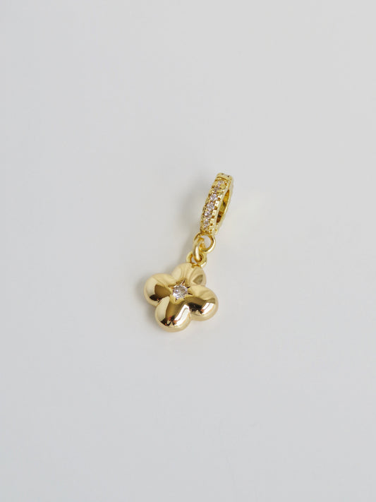 Petite Puffed Clover Charm on Diamond Clasp