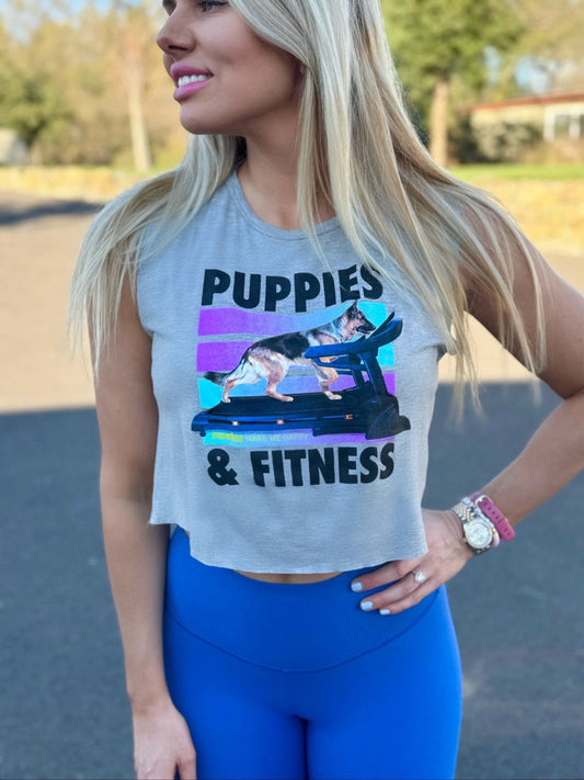 TreadMaster German Shepherd on a Treadmill Crop Top | Gift for Dog Lovers | Made in USA