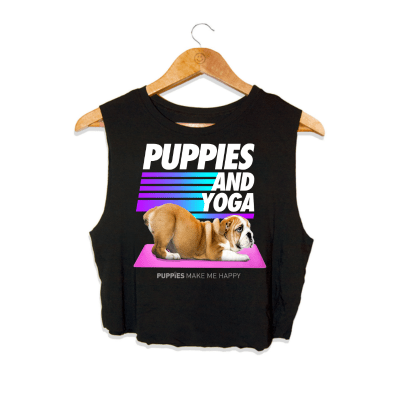 Puppies & Yoga OG Crop Tank | Original Classic Design | Gift for Dog Moms | Made in USA