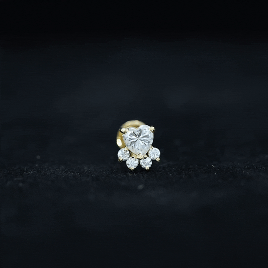 Heart Shape Diamond Dog Paw Earring for Helix Piercing