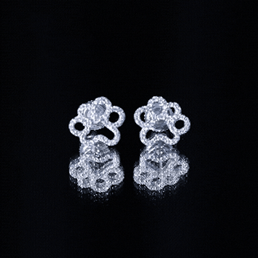 Moissanite Paw Print Earrings With Certificate