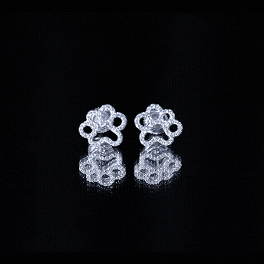 Lab Grown Diamond Paw Print Earrings For Women