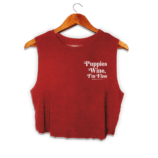 Puppies & Wine 2.0 Crop Top | Gift for Dog Moms Who Love Wine | Made in USA