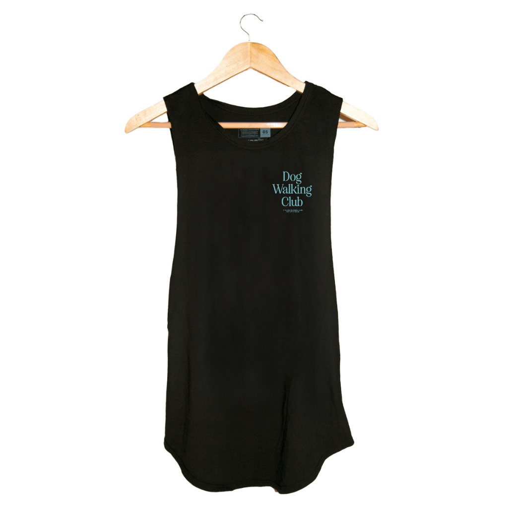 Dog Walking Club | Teal Font | Women's Sleeveless Made in USA