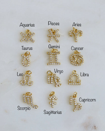 Personalized Zodiac Evil Eye Hamsa Celestial Charm Cluster Necklace - Figaro