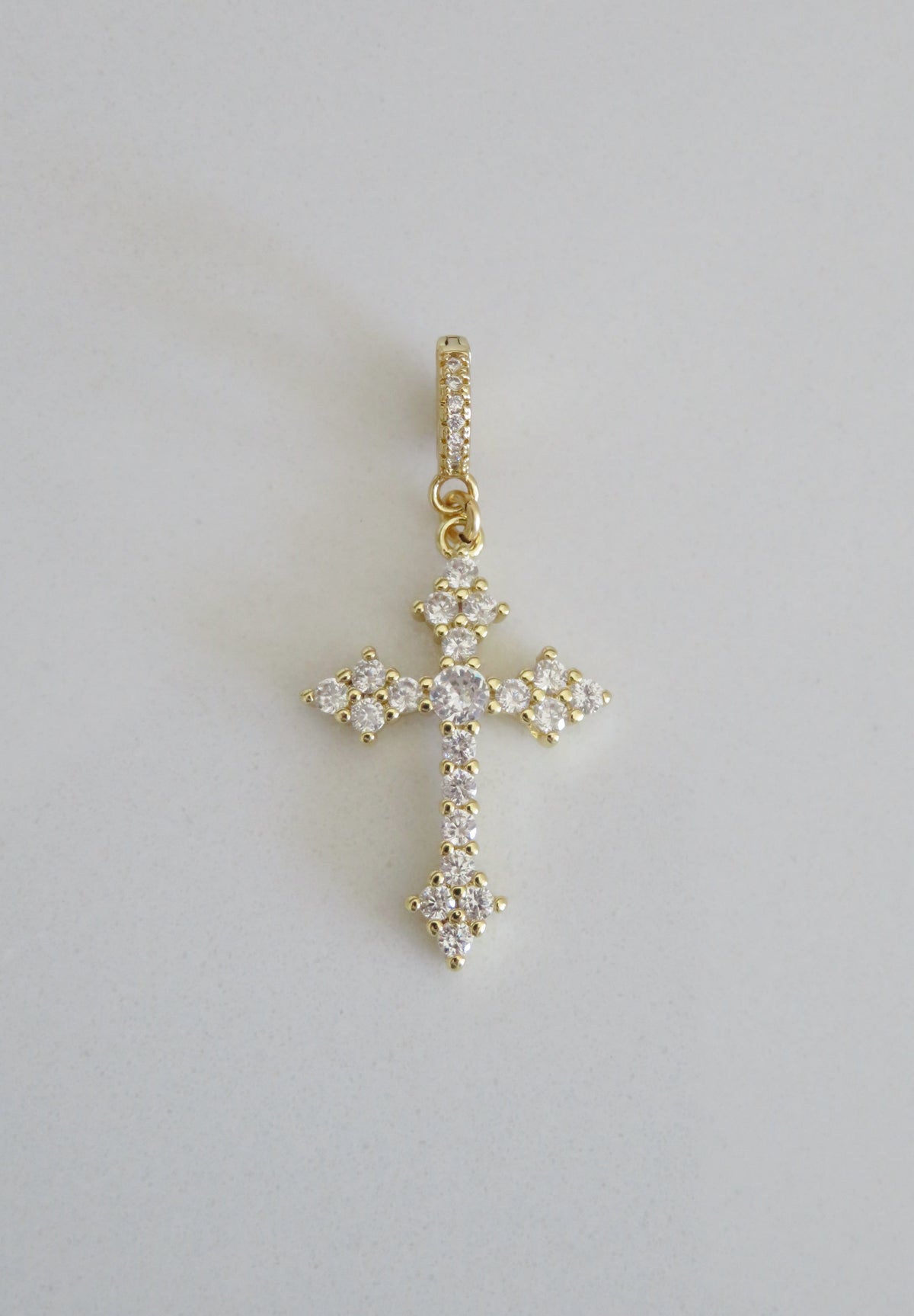 Diamond Holy Cross Charm on Hinged Clasp