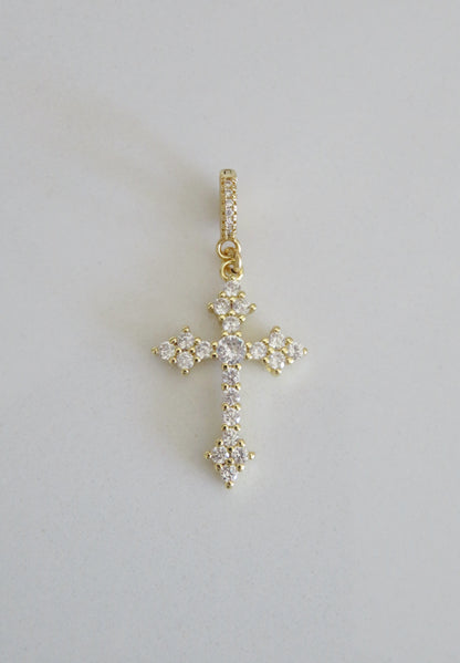 Diamond Holy Cross Charm on Hinged Clasp