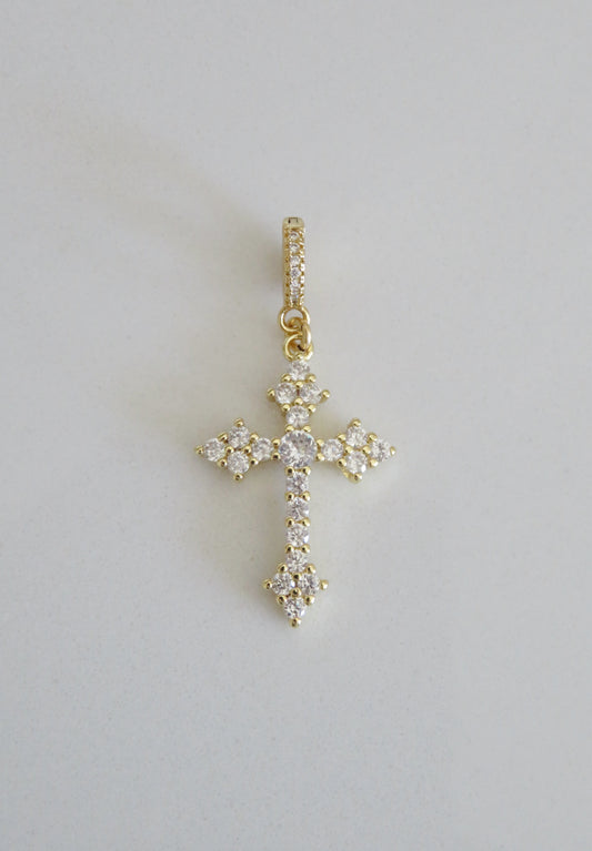 Diamond Holy Cross Charm on Hinged Clasp