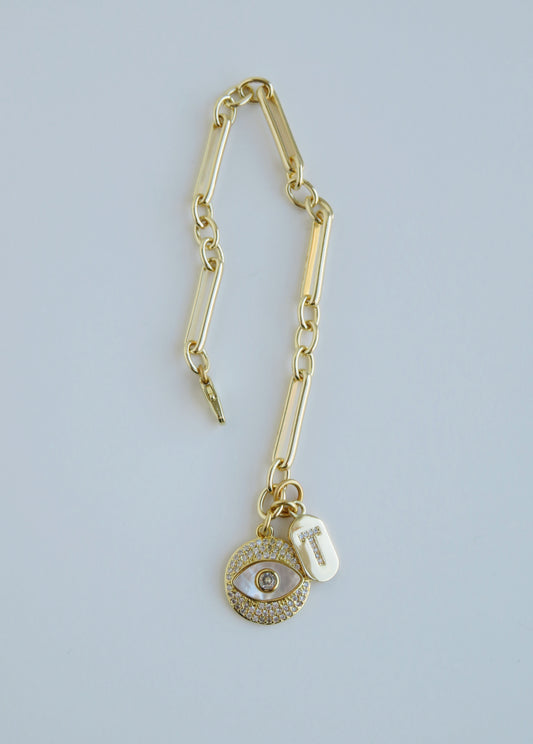 Perla Evil Eye & Initial Bracelet