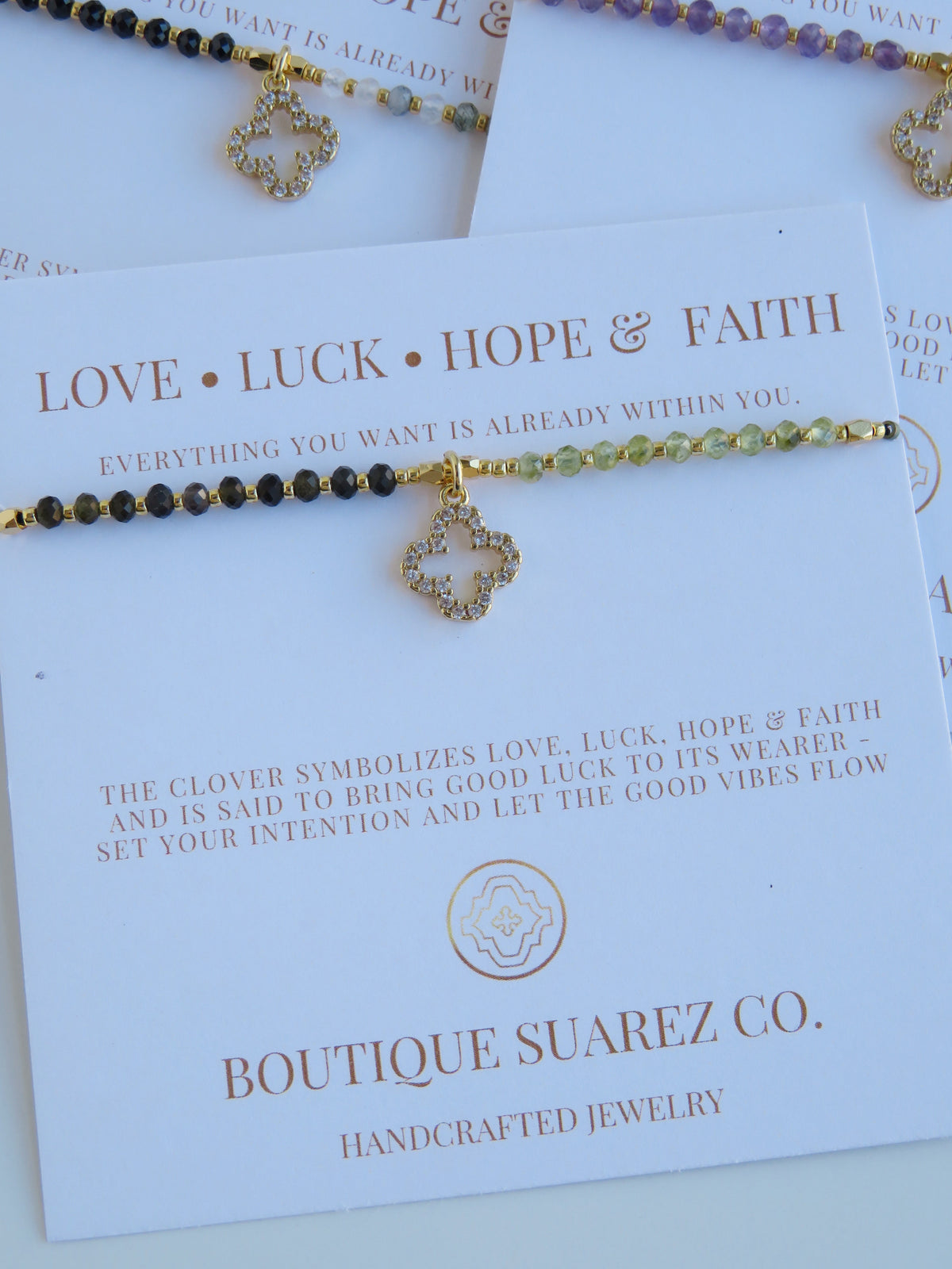 Love. Luck. Hope. Faith - Kira Clover Bracelet