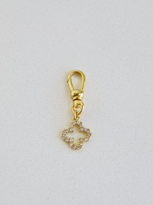 Petite Diamond Clover Charm on Swivel Clasp