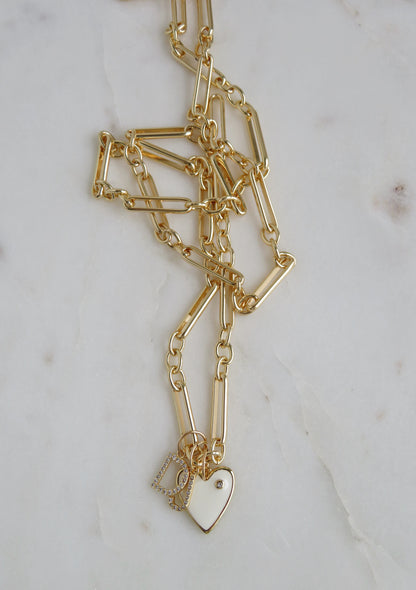 Protect Your Love Necklace - Heart & Two Initials - Figaro Chain