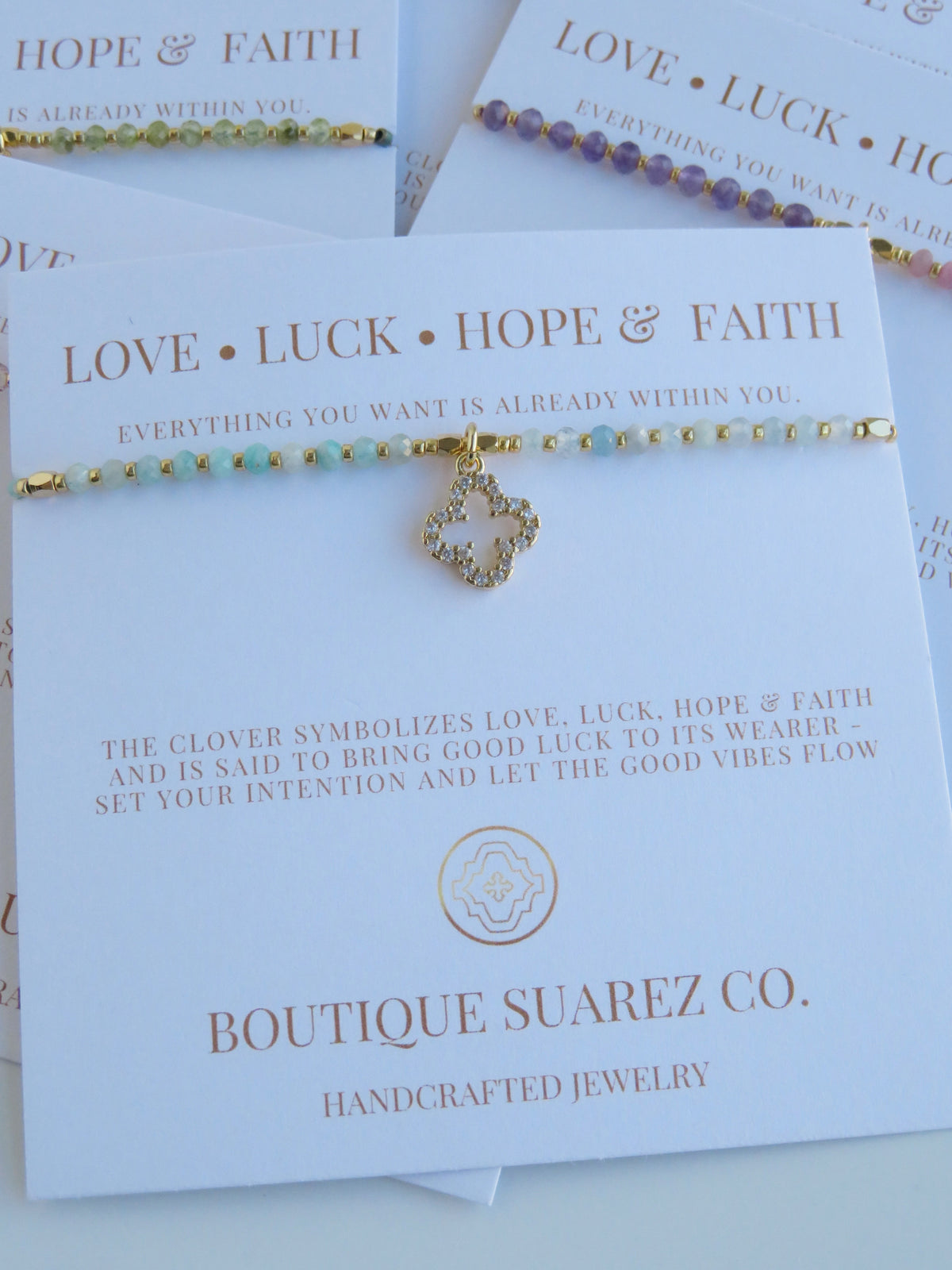 Love. Luck. Hope. Faith - Kira Clover Bracelet