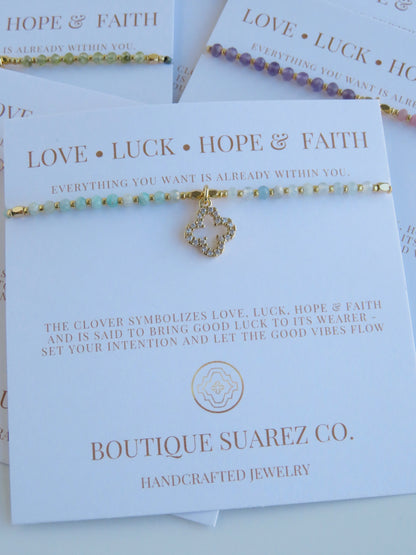 Love. Luck. Hope. Faith - Kira Clover Bracelet