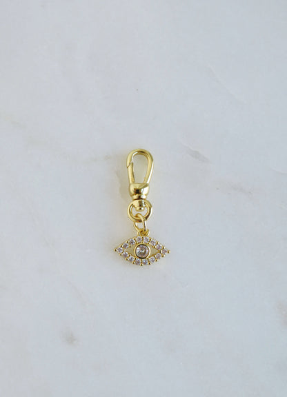 Amber Evil Eye Charm on Swivel Clasp
