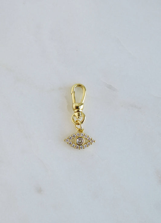 Amber Evil Eye Charm on Swivel Clasp