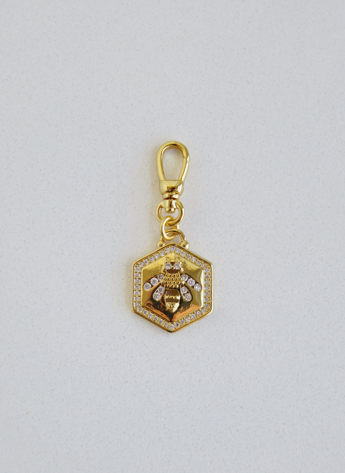 Hexagon Bee Charm with Swivel Clasp
