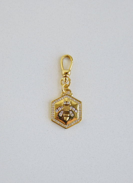 Hexagon Bee Charm with Swivel Clasp