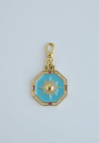 Turquoise Ray of Light Sun Pendant - Swivel Clasp