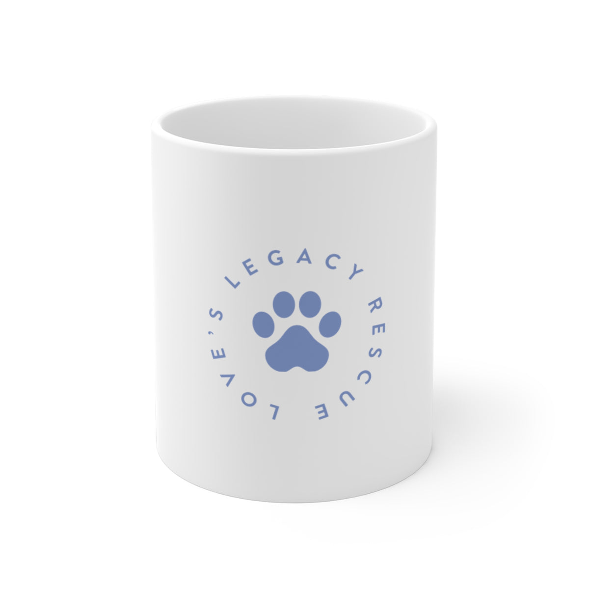 Rescue Paw Ceramic Mug — "Love's Legacy Rescue" Coffee Cup for Animal Lovers