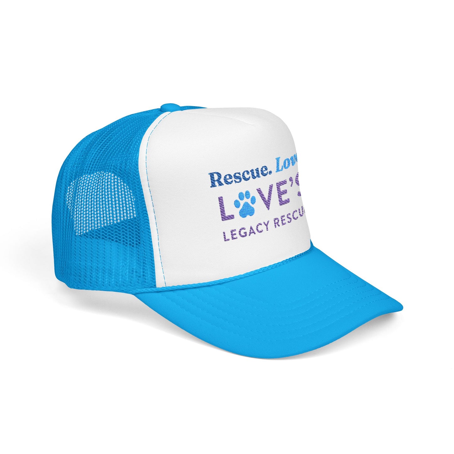 Rescue Love Legacy Rescue Foam Trucker Hat — Paw Print Pet Rescue Cap