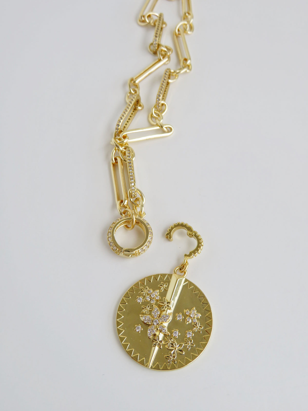Diamond Figaro Charm Holder Necklace - Clicker Clasp - add charms