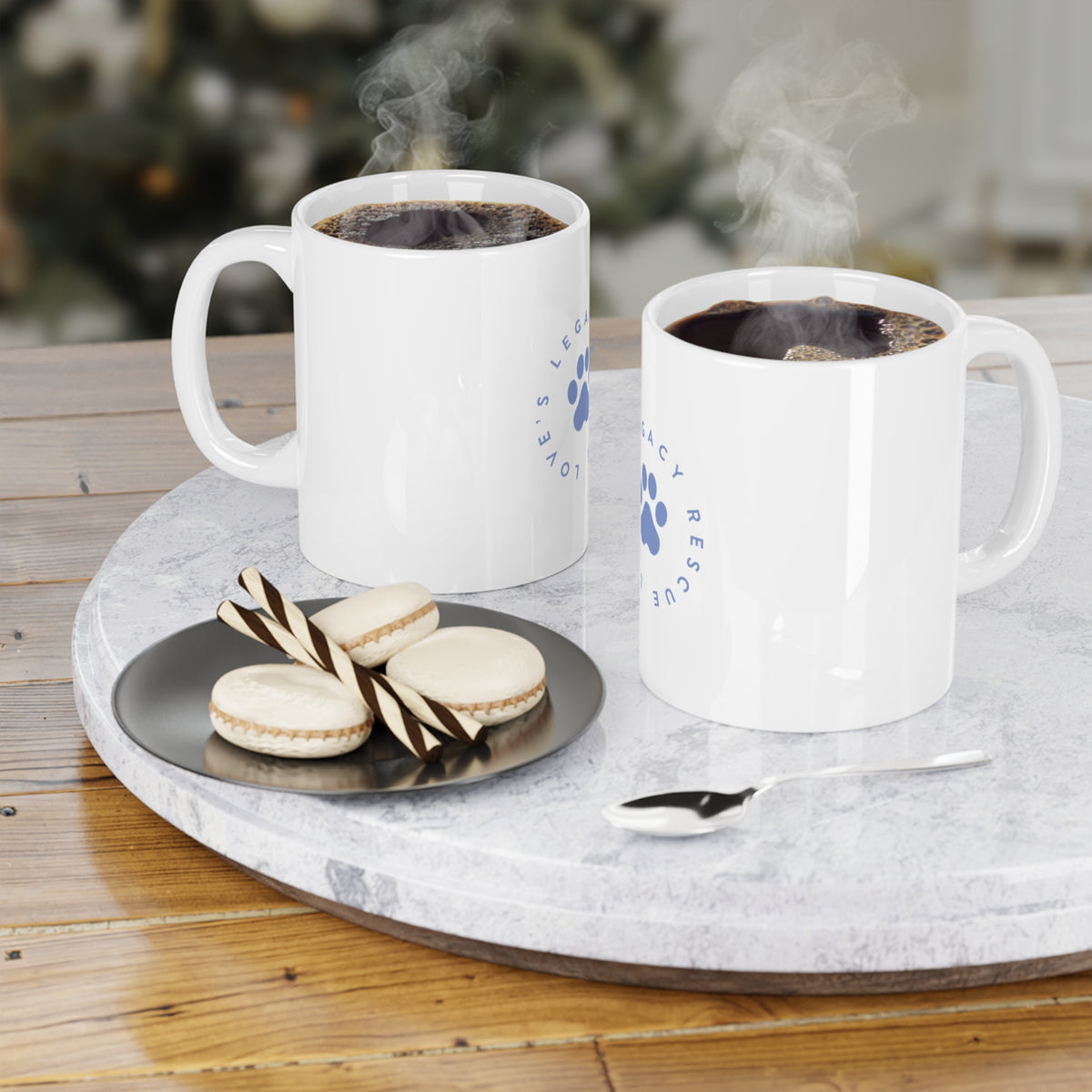 Rescue Paw Ceramic Mug — "Love's Legacy Rescue" Coffee Cup for Animal Lovers