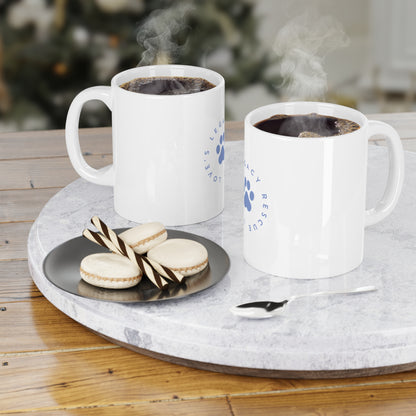 Rescue Paw Ceramic Mug — "Love's Legacy Rescue" Coffee Cup for Animal Lovers