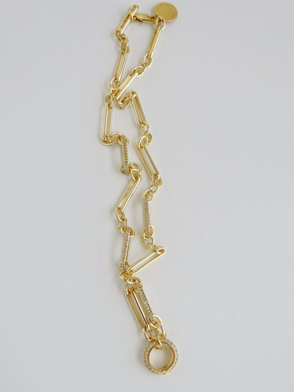 Diamond Figaro Charm Holder Necklace - Clicker Clasp - add charms