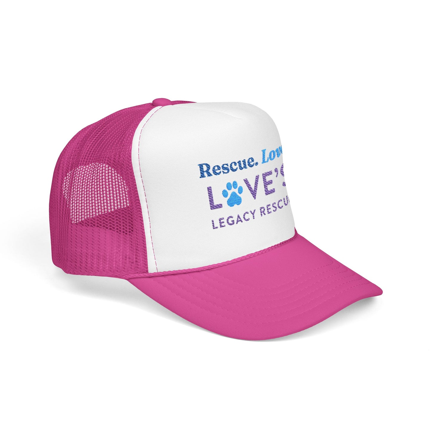 Rescue Love Legacy Rescue Foam Trucker Hat — Paw Print Pet Rescue Cap