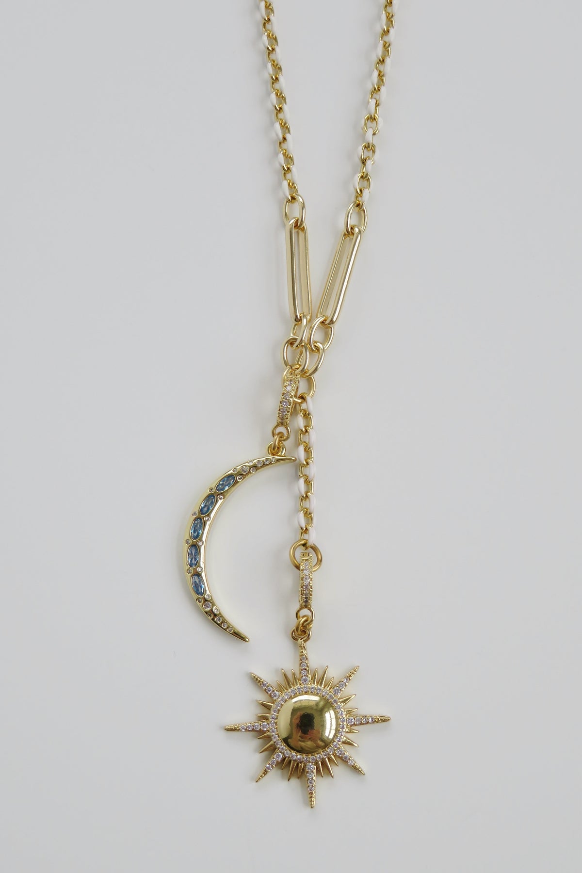 Sky Blue Crescent Moon Charm on Clasp