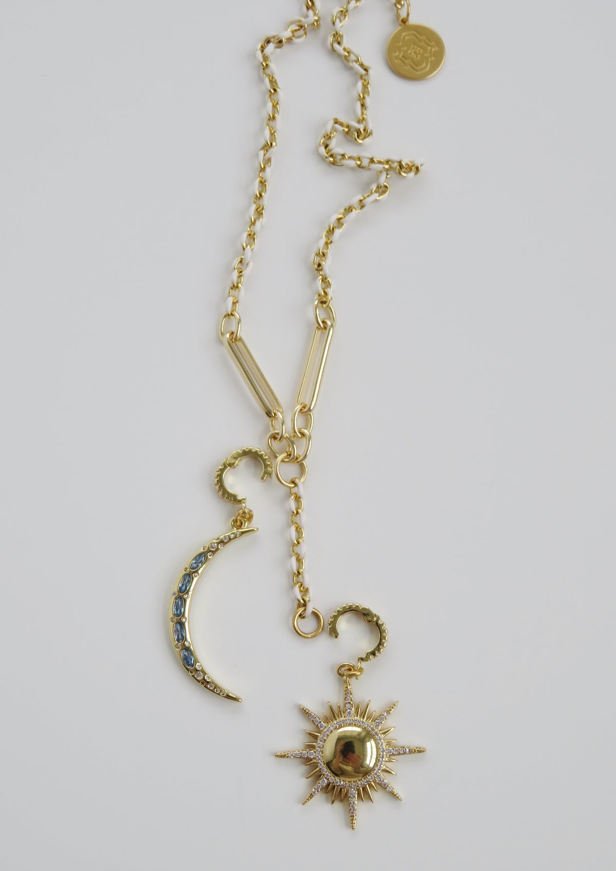Sky Blue Crescent Moon Charm on Clasp