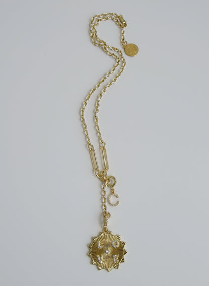 White Oval Link Lariat Charm Holder Necklace
