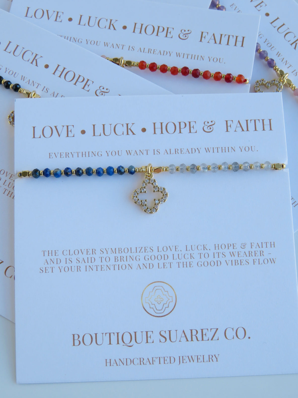 Love. Luck. Hope. Faith - Kira Clover Bracelet