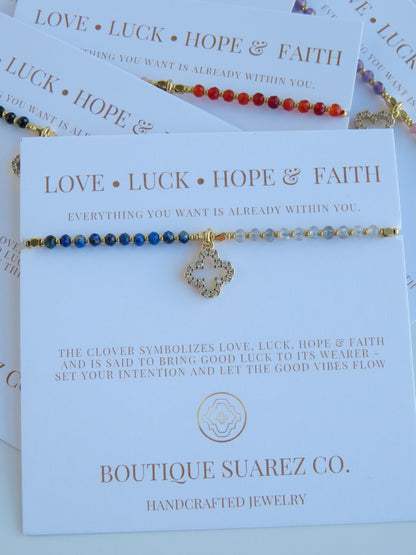 Love. Luck. Hope. Faith - Kira Clover Bracelet