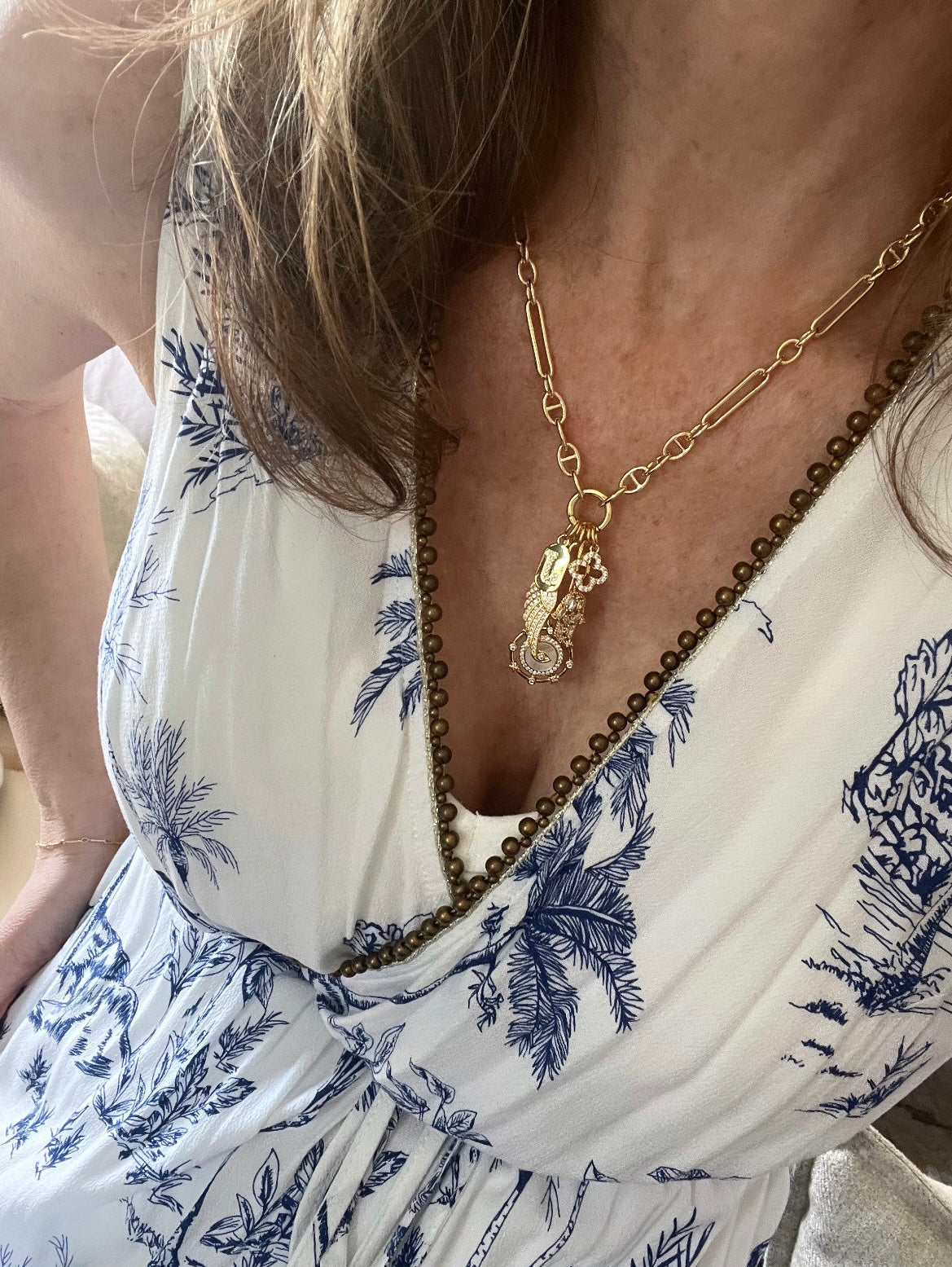 Love & Divine Guidance Charm Cluster Necklace - Sanxenxo Link
