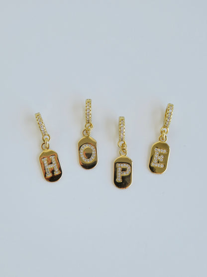 Diamond Initial Tag Charm with Diamond Clasp