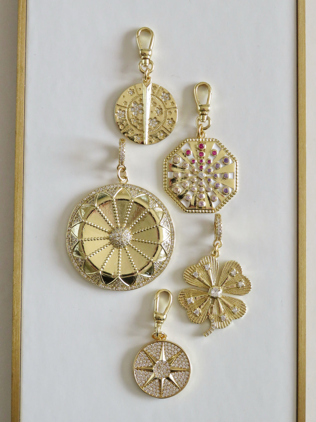 Blossoms with Thorn Sundial Charm on Swivel Clasp