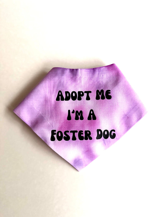Adopt Me I'm A Foster Tie Dye Dog Bandana