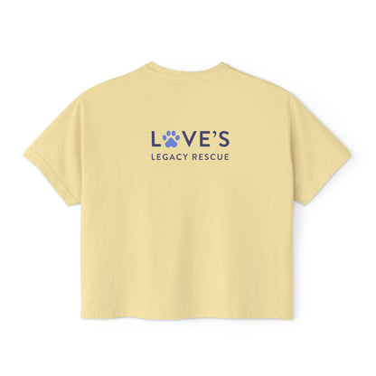 Bulldog Rescue Love Boxy Tee — Women's Rescue Dog Adoption Shirt