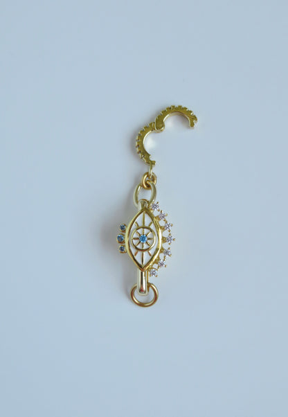 Evil Eye Hinged Clasp Lariat Chain - Figaro Link - add a charm