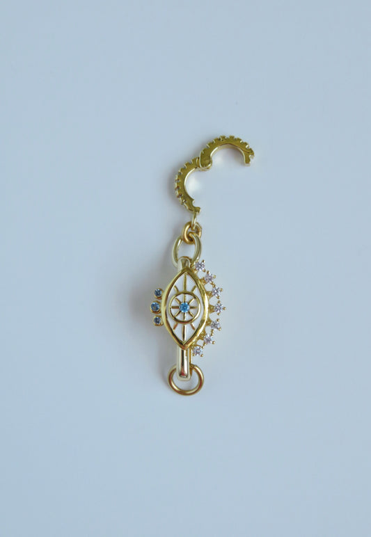 Evil Eye Hinged Clasp Lariat Chain - Figaro Link - add a charm