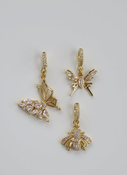 Butterfly & Bee Charm on Diamond Clasp